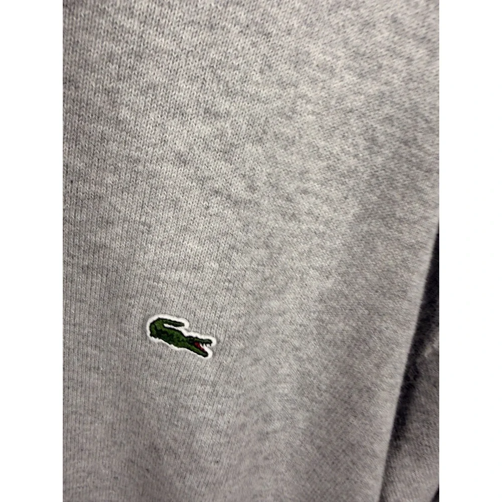 Lacoste Mens 4XL Gray V Neck Sweater 100% Cotton Crocodile Logo Big Tall